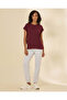 Women Burgundy Plain Extended Shoulder T-Shirt - 2