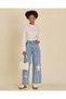 Senior Girls Cream Ditsy Print Rib Peter Pan High Neck T-Shirt - 2