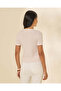 Women Beige And White Striped Rib T Shirt - 3