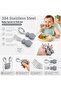 304 Steel Panda Baby Spoon Fork Set with Silicone Handle Bpa Free Ergonomic Non-Slip Gray - 4