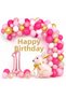 Pink Rabbit Birthday Set 1-9 Years Old – Gold Balloon Chain Happy Birthday Banner Party Concept