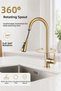 Gold Antique Sprinkler 360 °   Rotary Kitchen Sink Faucet Brass Body Hot and Cold Water Compatible - 6