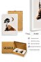 Minimal Mountain Landscape Painting with White Wooden Frame - Brown Tones |   Huhu1577 - Single Table White Frame - 2