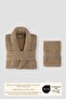 Striped Bathrobe Set 100% Certified Cotton, Unisex, Shawl Collar Striped Design Bathrobe and Head Towel - 2