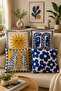 Bohemian Mediterranean Patterned Set of 4 Throw Pillow Covers Living Room Balcony Garden Decor (Double Sided) - 3