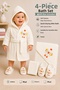 Girl Boy Baby Chick Embroidered Luxury Bathrobe Set 100% Cotton Towel Set Gift Boxed Stl7226
