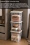 3 Pieces 20Lt Deep Organizer Box - Elora Multi-Purpose Organizer Storage Box with Lockable Lid Beige - 4