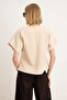 Beige Oversize Short Sleeve Vest Twoss26Ye00061 - 4