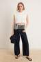 Ecru Plain Oversize Crew Neck Sleeveless Tassel Long 100% Cotton Knitted T-Shirt Twoss26Ts00256 - 4