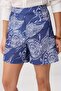 شورت سيتي وبرمودا باللون الأزرق الداكن-متعدد الألوان منقوش كتان Look City TWOSS26SR00233 - 3