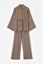 Khaki Thin Belted Shirt with Elastic Waist and Pocketed Trousers Bottom Double Set Tdrss26Au00058 - 5