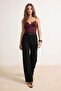 Siyah Wide Leg/Geniş Paça Kemerli Normal Bel Soft Touch Penye Örme Pantolon TWOSS26PL00149 - 2