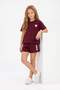 Burgundy 100% Plain Knitted Girls' Top and Bottom Set Tkdss26Au00118