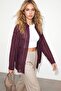 Burgundy Oversize Stone Embroidered Thin Fabric Transparent Shirt Tdrss26Go00102 - 3