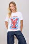 White 100% Cotton Lobster Printed Crew Neck Oversize Knitted T-Shirt Twoss26Ts00351