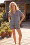Black Gingham/Plaid and Slogan Detailed Webbing Detailed Woven Pajama Set Thmss26Pt00185 - 2