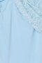 Açık Mavi Düz Fitted/Vücuda Oturan Bisiklet Yaka Dantel Örme Bluz TWOAW27BZ00117 - 8