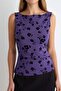Mor Çiçekli Fitted Bisiklet Yaka Kolsuz Regular Tül Örme Bluz TWOAW27BZ00181 - 3