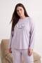 Gri Penguen Patchli Polar Örme Pijama Takımı TBBAW27AI00022 - 3