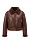Koyu Kahverengi Regular Kalıp Peluş Detaylı Suni Deri Biker Ceket Mont TWOAW24MO00279 - 6