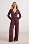 Plum Lace Detailed Double Breasted Viscose Knitted Pajama Set Thmaw27Pt00065 - 3