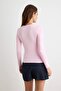 Açık Pembe Cut Out Detaylı Vücuda Oturan Yumuşak Tuşeli Esnek Örme Bluz TWOAW26BZ00126 - 4