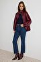 Koyu Mavi Orta Esnek Yüksek Bel Crop Flare İspanyol Paça Jeans TWOAW27JE00181 - 2