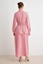Kırmızı Beli Gipe Lastkli Ekose / Kareli Maxi Dokuma Tesettür Elbise TCTSS26EB00092 - 4