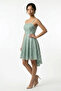 Women's Rope Strap Lined Glitter Flock Printed Short Flared Dress - 3