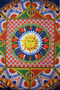 Saxe Tasseled, Ethnic Sun Patterned Round Throw Pillow Diameter: 43cm (Inner Padding Included) - 3