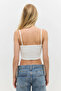 Square Neck Thin Strap Basic Crop Top - 5