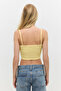 Square Neck Thin Strap Basic Crop Top - 4