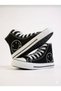 Unisex Black White Smile Printed Convers Model Comfortable Linen High Top Sneaker Casual Sports Shoes - 2