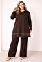 Women's Middle Age and Above Plus Size Kupra Tunic Pants Mom Set 25557 - 5