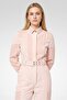 Women Textured Long Sleeve Belted Jumpsuit, Pink - 3