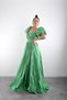 Strapless Balloon Sleeves Draped Lined Puffy Luxury Taffeta Dress - 4