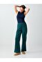 Dark Green Regular Waist Regular Leg Long Trousers with Pocket Detail - 3