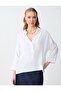 Off-White Loose Shirt Collar Linen Blouse