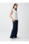 Navy Blue Normal Waist Regular Leg Pocket Detail Long Trousers - 3