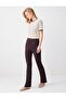 Bitter Brown Wide Leg High Waist Slim Fit Knitted Trousers - 2