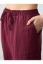 Burgundy 100% Linen High Waist Skinny Leg Woven Trousers - 5