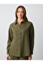 Khaki 100% Linen Straight Cut Long Sleeve Woven Shirt