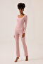 X Ece Pink Modal Fabric Long Sleeve Tracksuit Pajama Set Ribbed Pj2