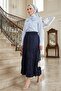 Elastic Waist Skirt with Stones 1401 - Navy Blue - 2