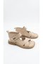 Women's Beige Color Genuine Leather Velcro Daily Sandals - 2