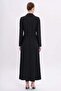Grosgrain and Pleated Detailed Lined Overcoat Black 6862 - 6