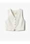 Cotton Viscose Fabric V-Neck Buttoned Sleeveless Vest - 3