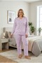 Women's Plus Size Patterned Collared Buttoned Long Sleeve Bamboo Pajama Set