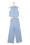 Nk girl's embroidered floral embossed outfit set, ages 8-14, blue - 3