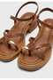 Women's Tan Ring Toe Eva Soft Sole Stitched Buckle Sandals - 3
